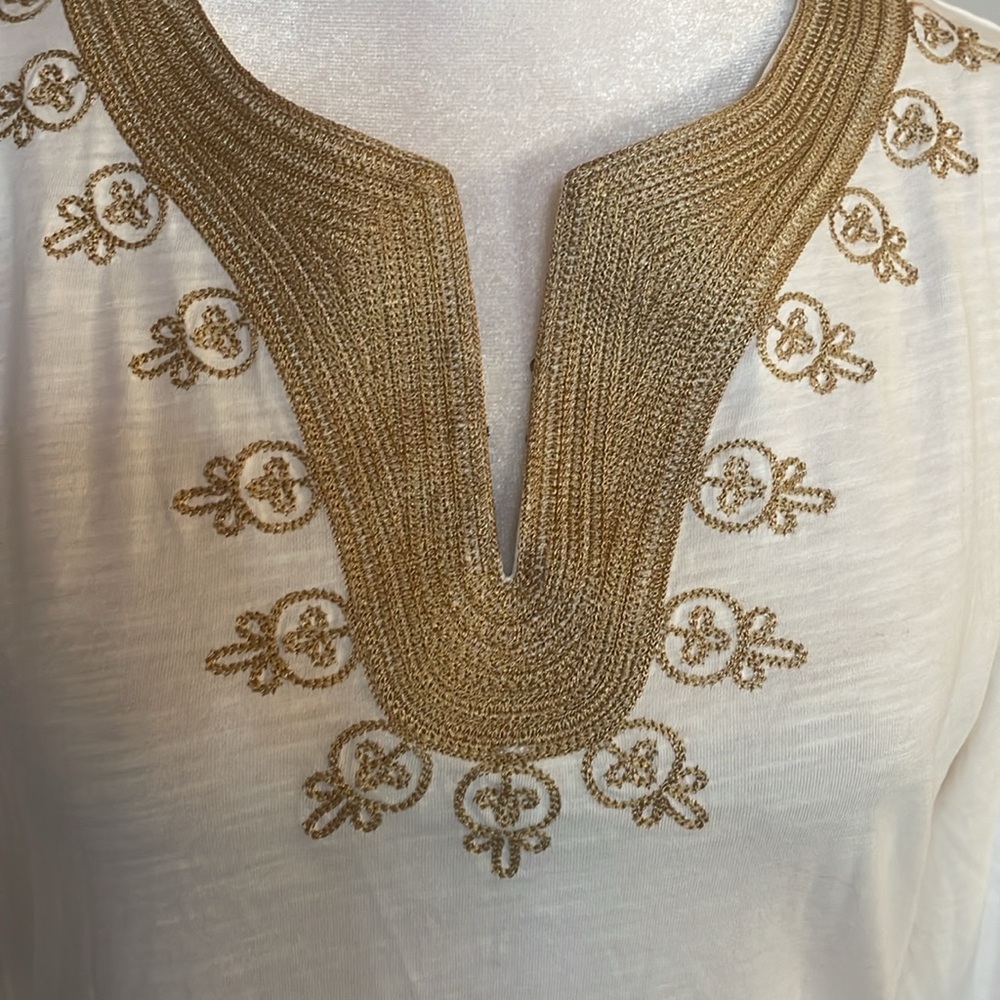 [Coldwater Creek] White/Gold Embroidered Blouse - Size XS (4-6) - Picture 2 of 7